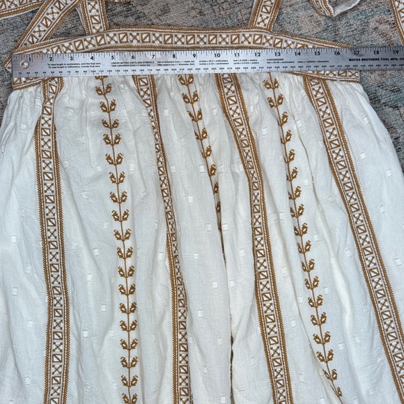 Cleobella Lacey Mini Dress w Tie Straps Side pockets Ivory & Brown Embroidered-S - Picture 12 of 15